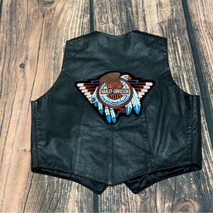 Vintage Unik Leather Apparel Harley Davidson Patch Leather Vest Women’s XS